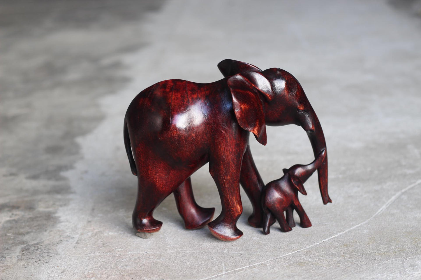 Dark Brown Hand Carved Elephant Mother and Calf Olive wood. African art Souvenirs Mother's Day Gifts. Unique housewarming Ready to Ship
