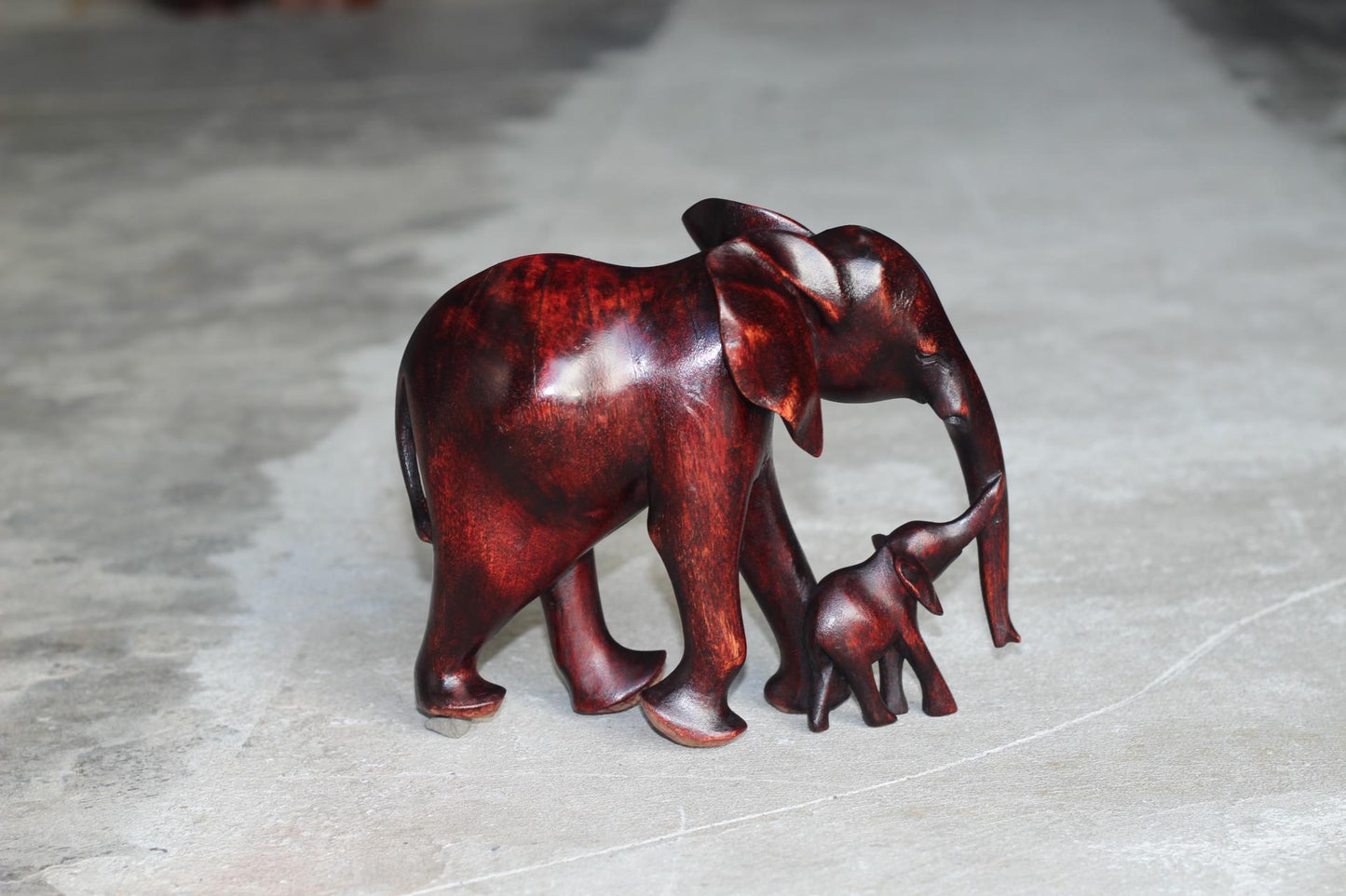 Dark Brown Hand Carved Elephant Mother and Calf Olive wood. African art Souvenirs Mother's Day Gifts. Unique housewarming Ready to Ship