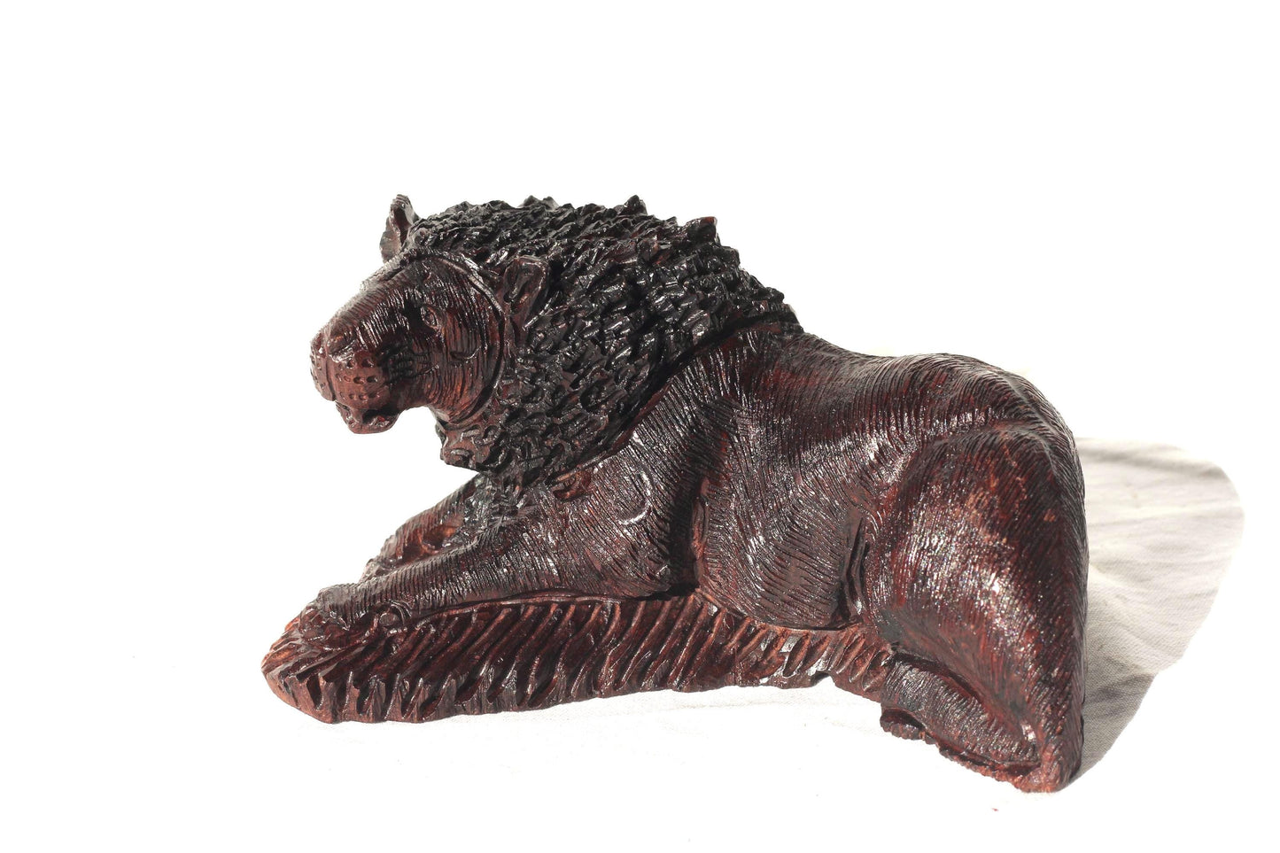 Sleeping Lion Handcarved Ironwood Carving. Zimbabwean Handcarved Lifelike animal figurine. Ready to Ship home/Office Decor
