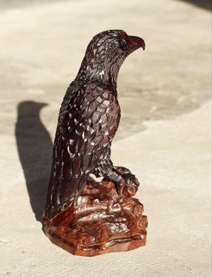 African Hawk Eagle Iron Wood Handcarved Zimbabwean bird for home decor. Ready to Ship African Art