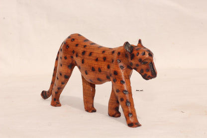 Set of 6 Carved Wooden Safari animals. Olive Wood Elephant,Lion, Hippo, Leopard, Wild dog Baboon figurines. African gift ready to Ship
