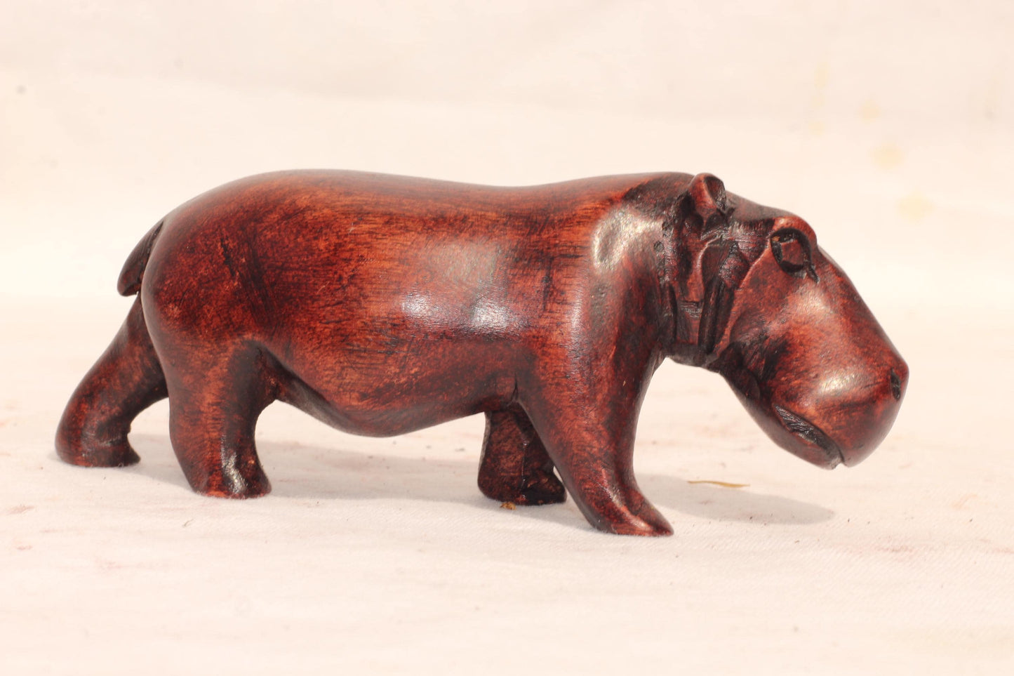 Dark Brown Smooth handcarved Hippo figurines Set of 3. African Safari animals Art Decor. Handcrafted home/office decor ready to ship Gift