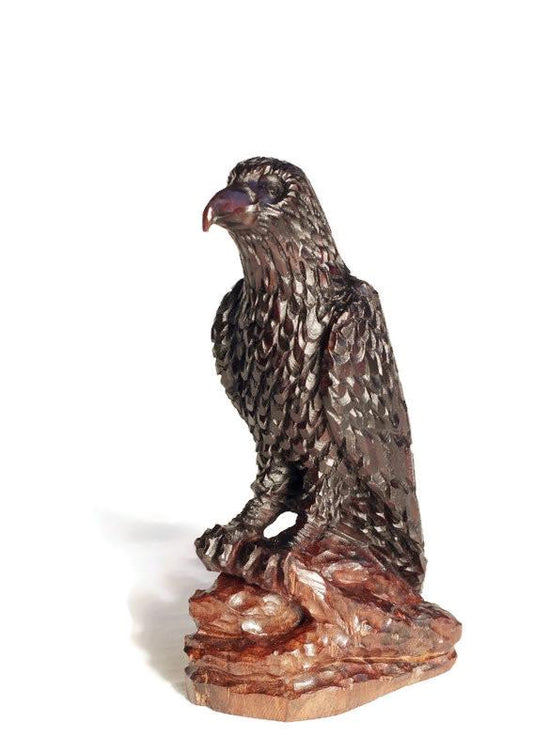 African Hawk Eagle Iron Wood Handcarved Zimbabwean bird for home decor. Ready to Ship African Art
