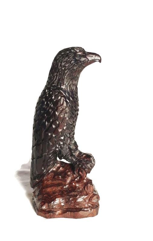 African Hawk Eagle Iron Wood Handcarved Zimbabwean bird for home decor. Ready to Ship African Art