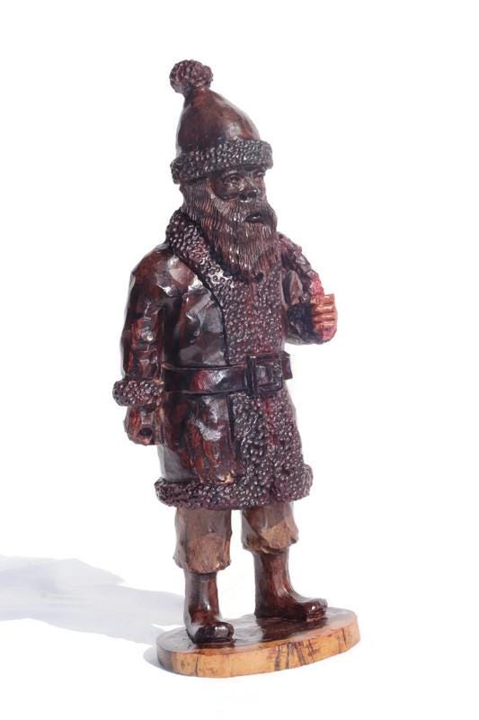 Fully Detailed Handcarved Ironwood Father Christmas Lifelike sculpture, 38cm Tall Ready to Ship African Art Decor. Only 2 Available