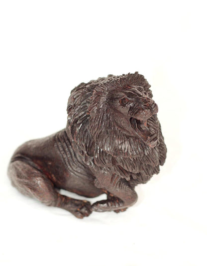 Fine Art Seating Roaring Adult Lion Handcarved Ironwood Masterpiece. Zimbabwe Lifelike animal figurine. Realistic carving home/Office Decor