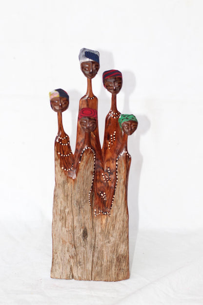 Mozambiquean Elle Sandalwood Women art Interior Decor Sculptures. Brown hand carved  figurines. Housewarming gifts from South Africa.