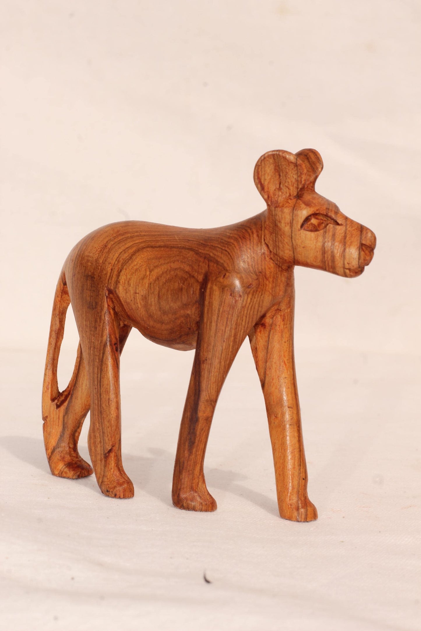 Set of 6 Carved Wooden Safari animals. Olive Wood Elephant,Lion, Hippo, Leopard, Wild dog Baboon figurines. African gift ready to Ship