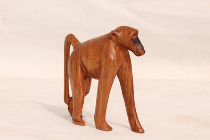 Set of 6 Carved Wooden Safari animals. Olive Wood Elephant,Lion, Hippo, Leopard, Wild dog Baboon figurines. African gift ready to Ship