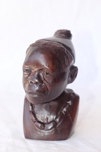 African King and Queen Art Gifts. Iron Wood Smooth Zimbabwe hand Carved half Body Couple Sculptures. Beautiful Christmas gift. Ready to Ship