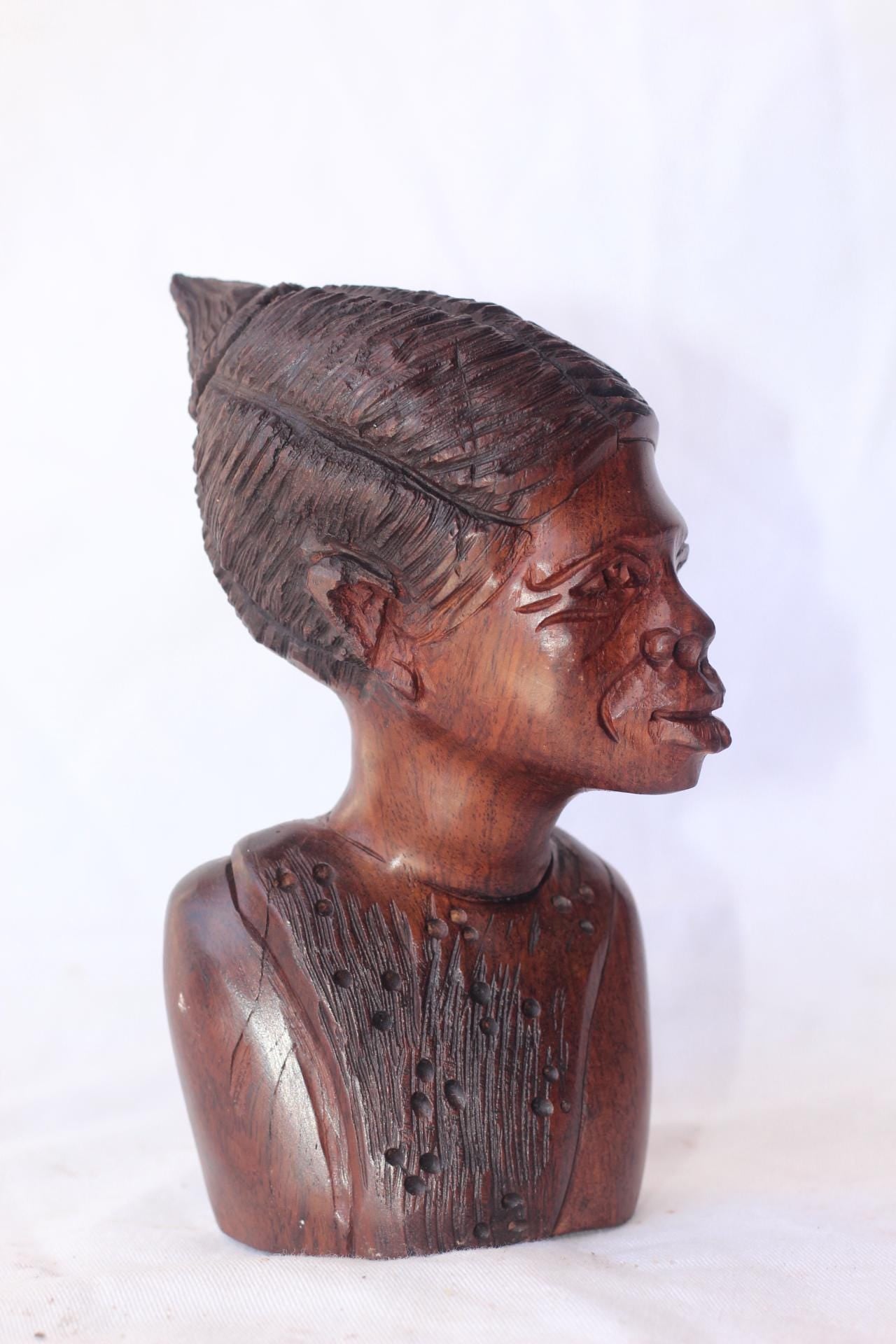 African King and Queen 2. Iron Wood Smooth Zimbabwe hand Carved half Body Couple Sculptures. Beautiful Christmas Art gift. Ready to Ship