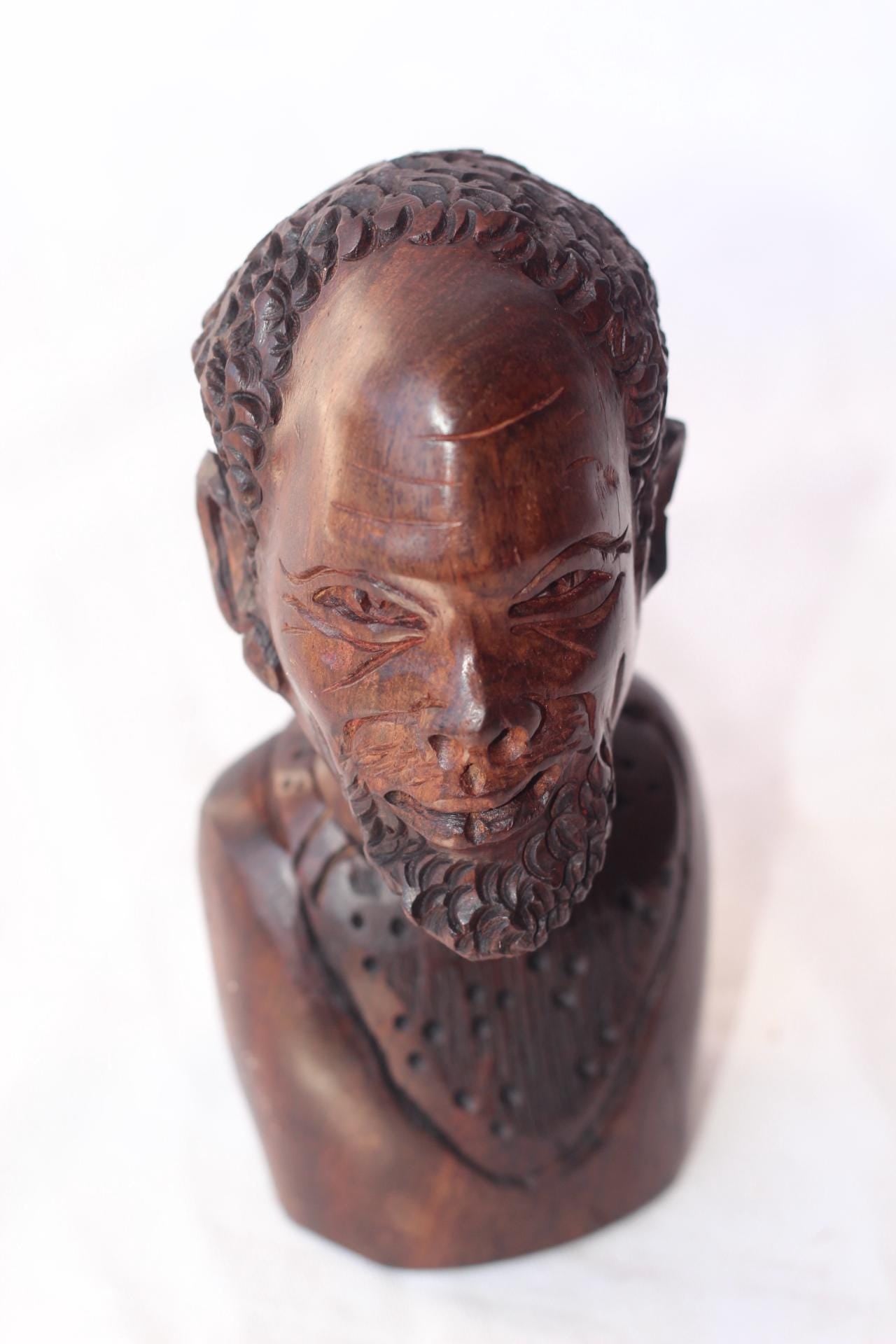 African King and Queen 2. Iron Wood Smooth Zimbabwe hand Carved half Body Couple Sculptures. Beautiful Christmas Art gift. Ready to Ship