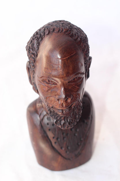 African King and Queen 2. Iron Wood Smooth Zimbabwe hand Carved half Body Couple Sculptures. Beautiful Christmas Art gift. Ready to Ship