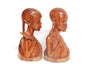 African Masaai King and Queen Art Gifts. Smooth Carved Mozambiquean Elle Sandalwood half Body Couple Sculptures. Beautiful Wood Grain Decor