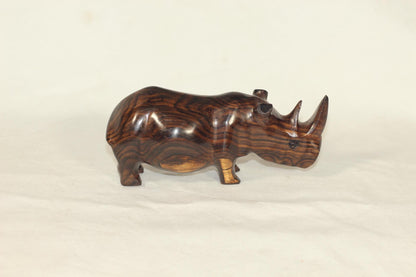 17×8cm Zambian Ebony wood handcarved Rhino. Unique African Art Gifts, for home and office decor. Amazing Wood grain on Rhinoceros figurine.