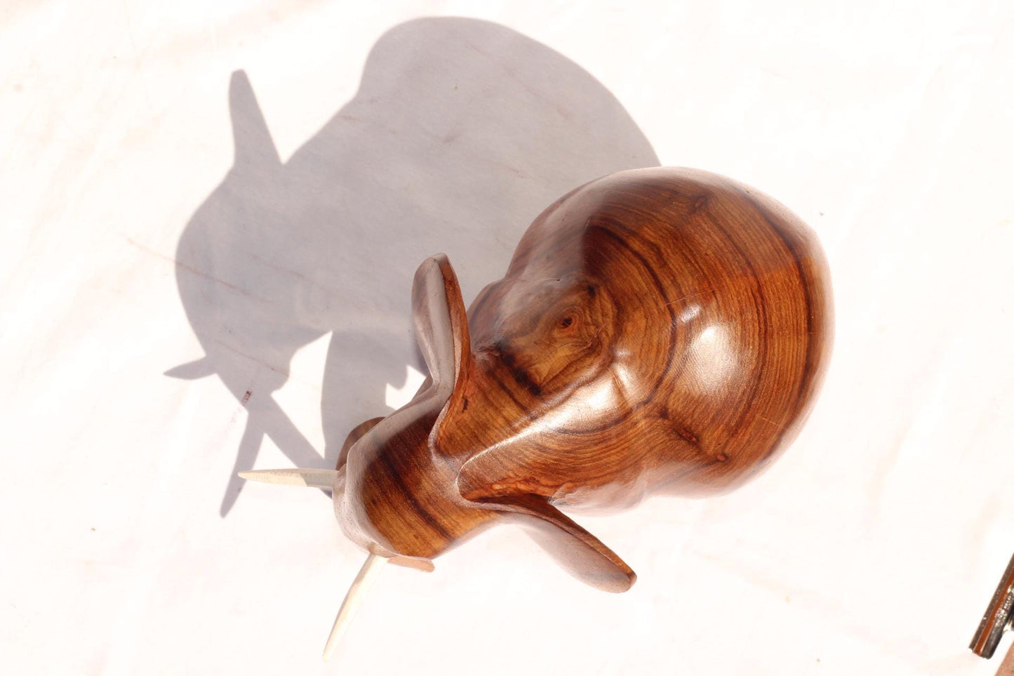 Hand Carved Chubby Elephant Light Brown Polished Mahogany wood. African art Souvenirs, unique housewarming Christmas gifts. Ready to Ship