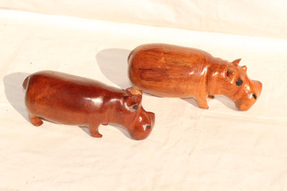 Mahogany wood Zambian handcarved Hippo figurines. African Safari animals Art Decor. Home/office decoration ready to ship Christmas gifts