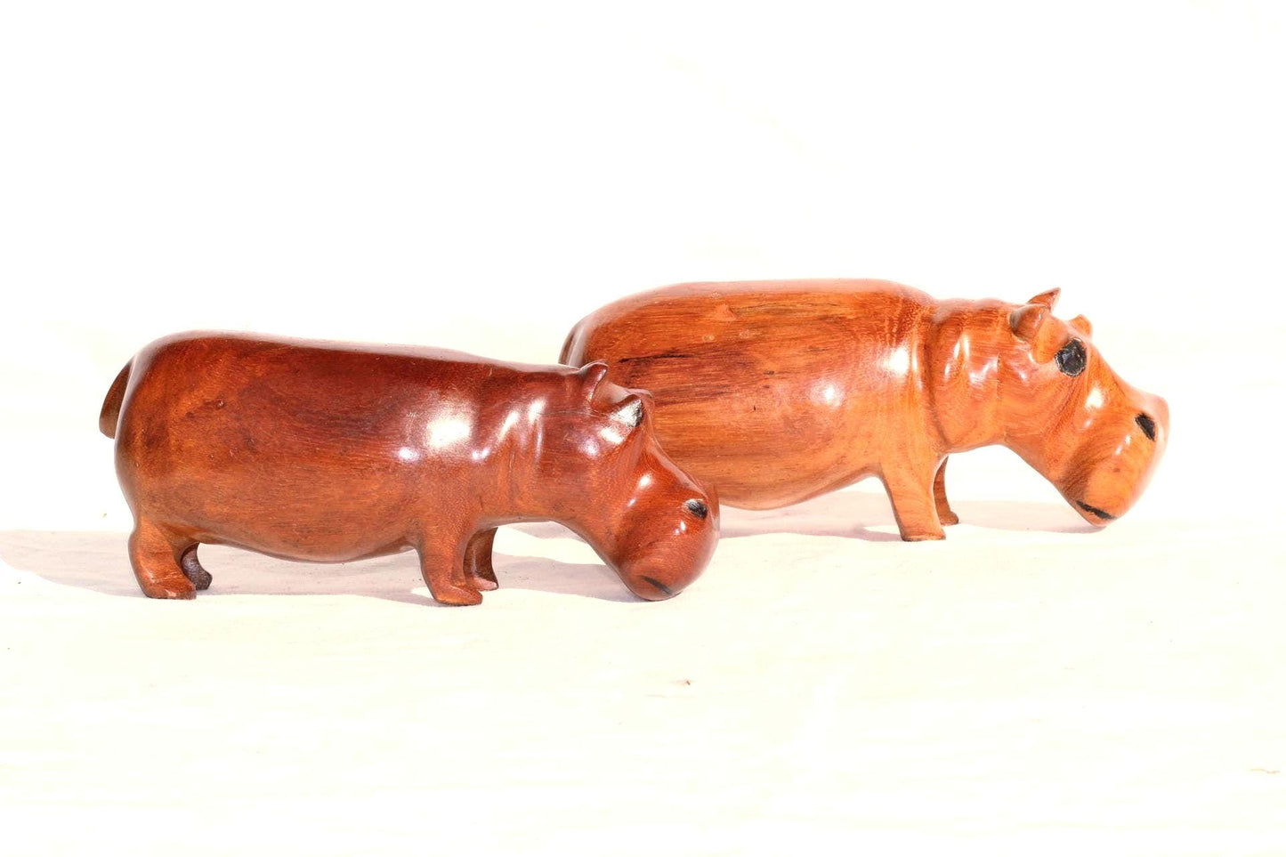 Mahogany wood Zambian handcarved Hippo figurines. African Safari animals Art Decor. Home/office decoration ready to ship Christmas gifts
