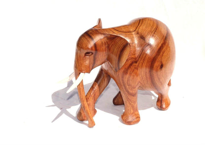 Hand Carved Chubby Elephant Light Brown Polished Mahogany wood. African art Souvenirs, unique housewarming Christmas gifts. Ready to Ship