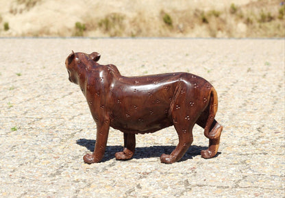 Fine Art Large Leopard Ironwood Smooth Handcarved Masterpiece. Zimbabwean Lifelike cats Christmas gift. African Big 5 Decor. Ready to Ship