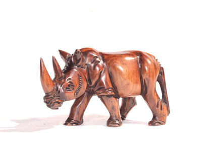 Iron wood Malawian style Rhinoceros figurine. Handcarved Unique African animal Decor. Ready to Ship Christmas gift. 25×15cm