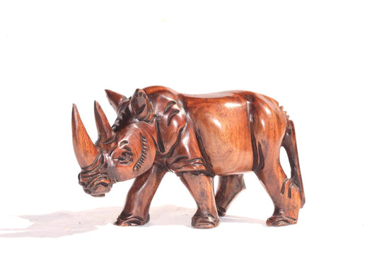 Iron wood Malawian style Rhinoceros figurine. Handcarved Unique African animal Decor. Ready to Ship Christmas gift. 25×15cm