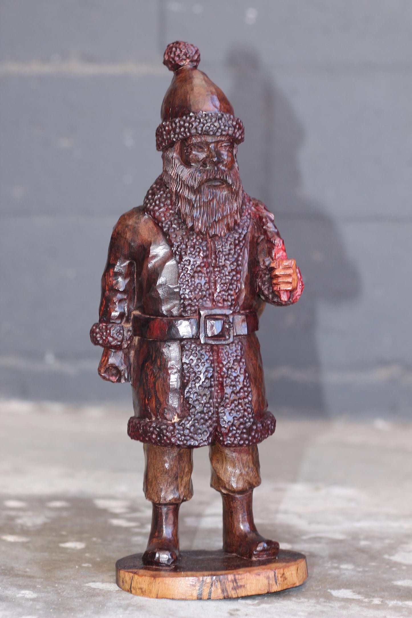 Fully Detailed Handcarved Ironwood Father Christmas Lifelike sculpture, 38cm Tall Ready to Ship African Art Decor. Only 2 Available