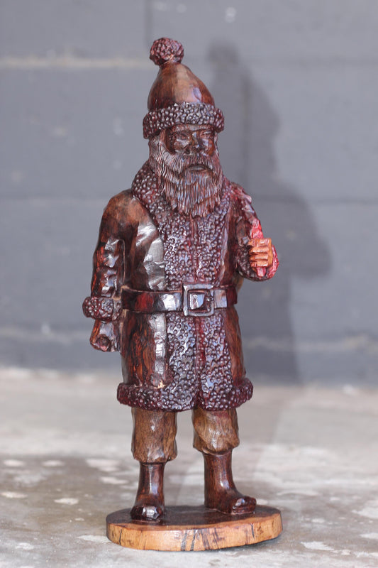 Fully Detailed Handcarved Ironwood Father Christmas Lifelike sculpture, 38cm Tall Ready to Ship African Art Decor. Only 2 Available