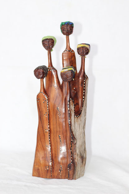 Mozambiquean Elle Sandalwood Women art Interior Decor Sculptures. Brown hand carved  figurines. Housewarming gifts from South Africa.