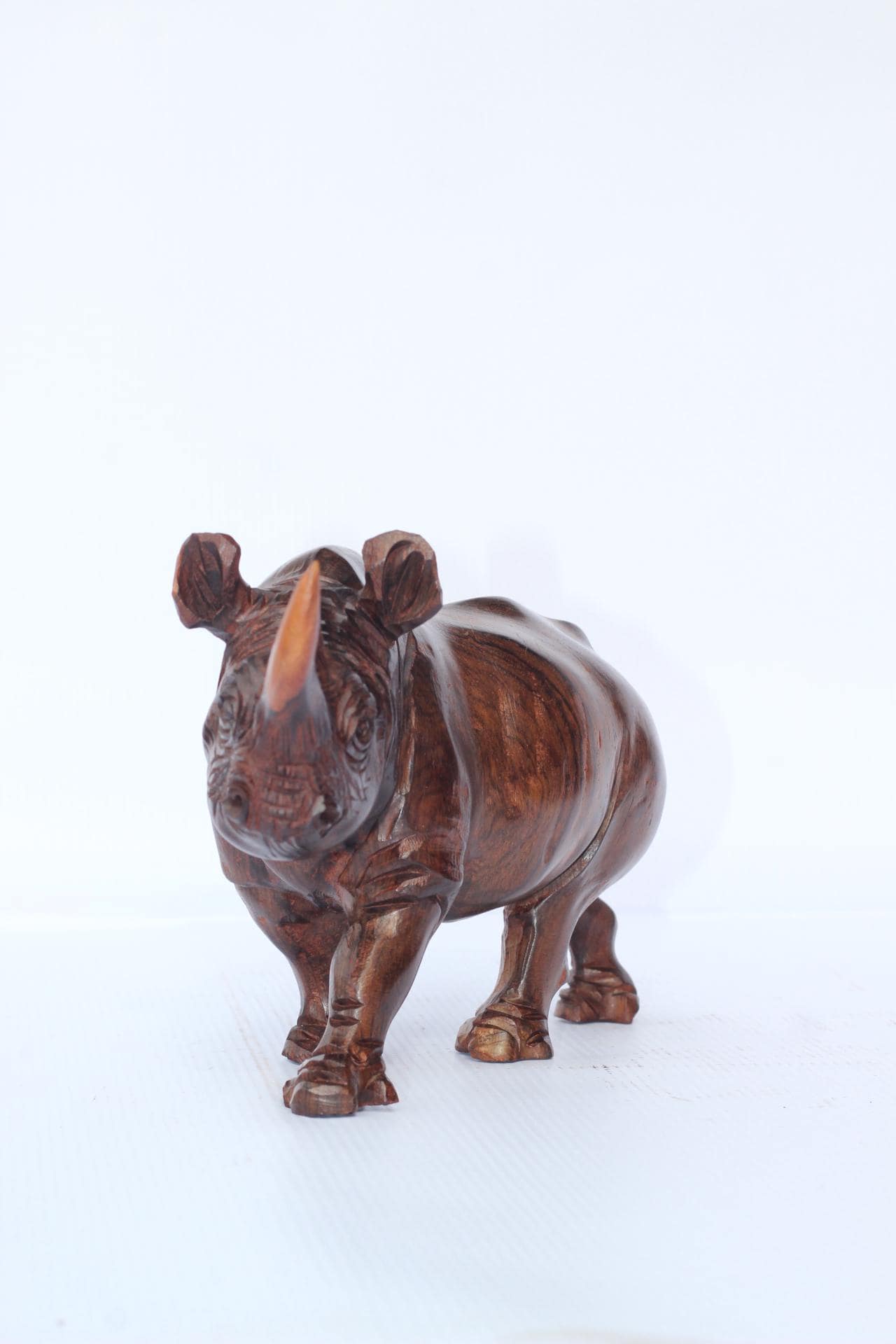Smooth handcarved Ironwood Rhino Sculpture. Zimbabwean lifelike Safari Animals Decor figurine. Unique African Big Five Art Christmas gift.