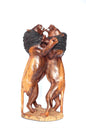 Large Fine Art Adult Lions brutal fight, usually over Territory. Handcarved Ironwood Masterpiece. Realistic Zimbabwe Lifelike animal Decor.