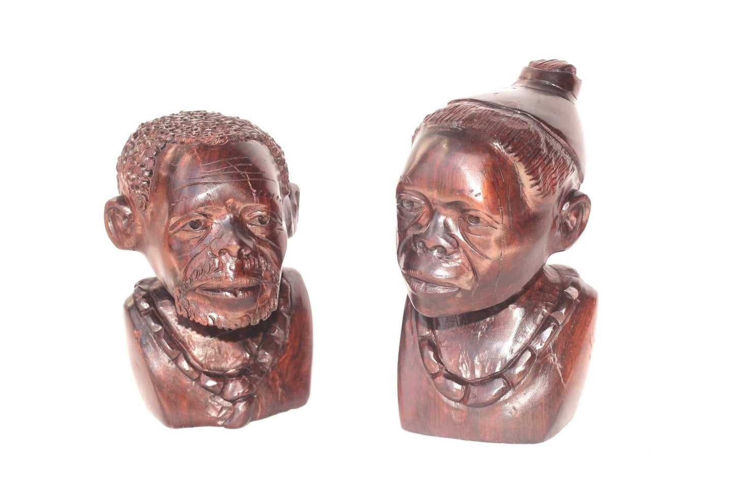 African King and Queen Art Gifts. Iron Wood Smooth Zimbabwe hand Carved half Body Couple Sculptures. Beautiful Christmas gift. Ready to Ship