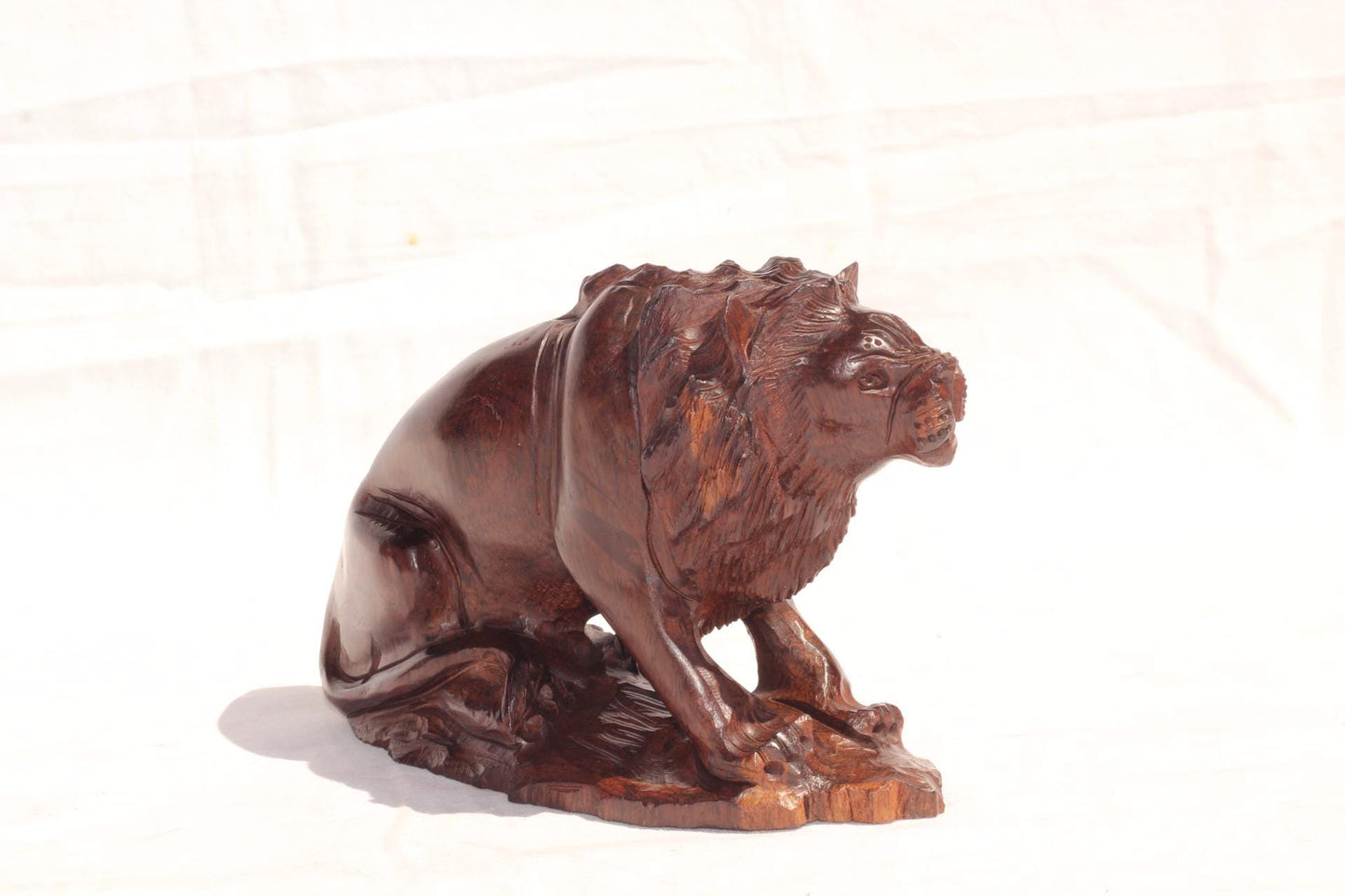 Fine Art Lion King Smooth Ironwood Masterpiece Design 3. Zimbabwean Carved Sitting Lifelike animal figurine. Home/Office Deco Christmas Gift