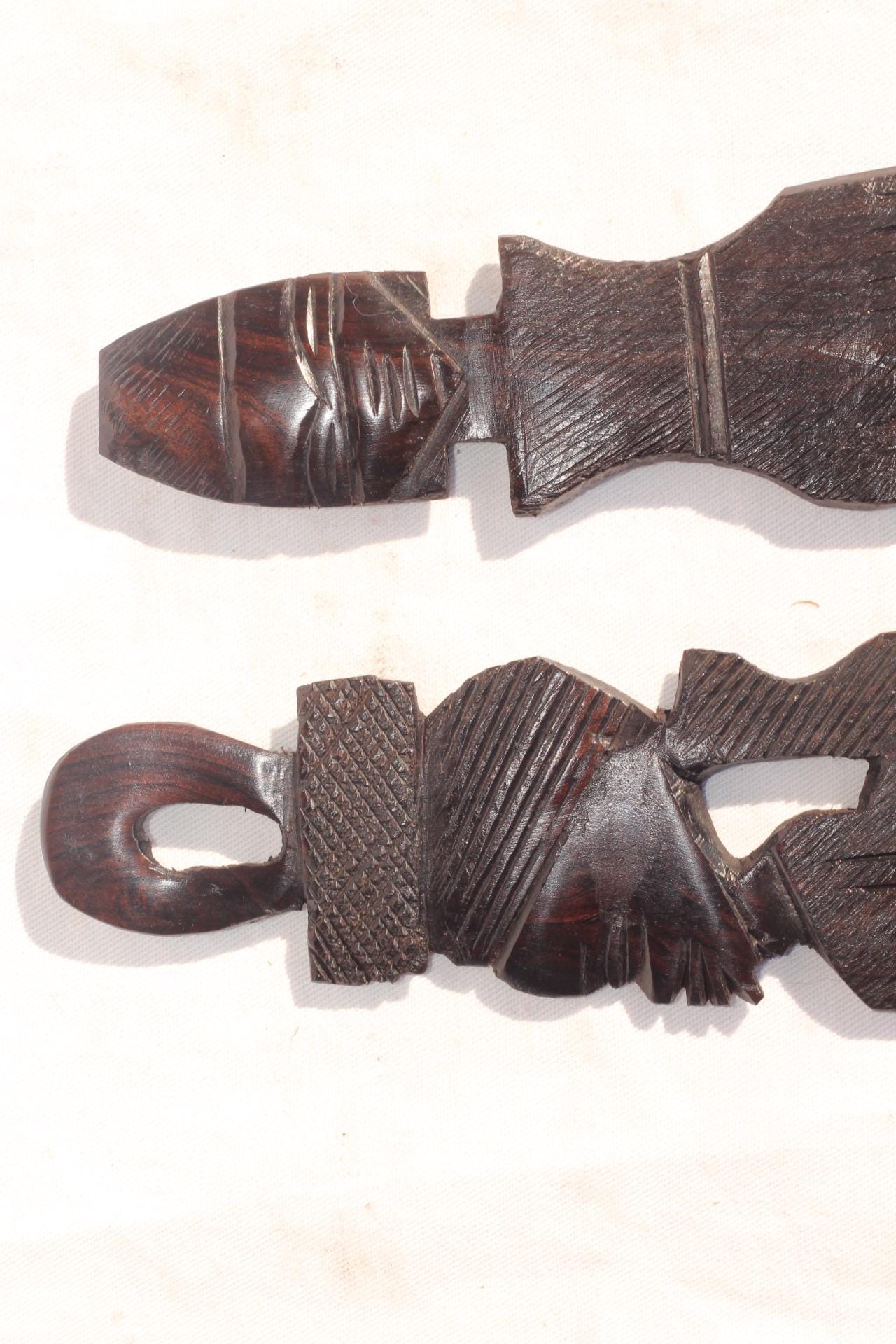 Malawian Hand carved Ebony Wood Set of 2 Combs/ Afro Picks. African Couple figures Home Decor Artwork. Ready to Ship Gifts
