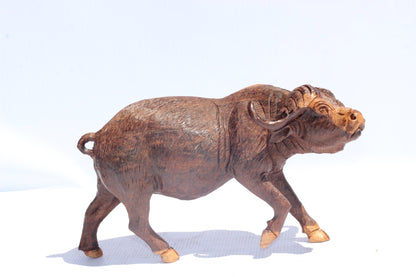 Large Fine Art Ironwood Handcarved Walking Cape Buffalo Masterpiece. African Big 5 Interior Decor. Lifelike Zimbabwean Art Sculpture/Gift.