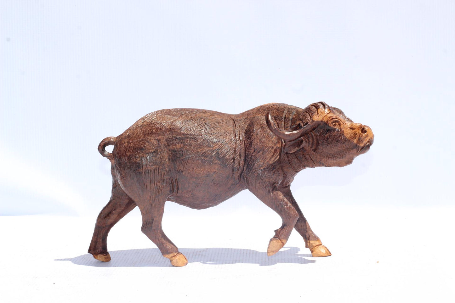 Large Fine Art Ironwood Handcarved Walking Cape Buffalo Masterpiece. African Big 5 Interior Decor. Lifelike Zimbabwean Art Sculpture/Gift.