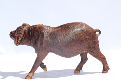 Large Fine Art Ironwood Handcarved Walking Cape Buffalo Masterpiece. African Big 5 Interior Decor. Lifelike Zimbabwean Art Sculpture/Gift.
