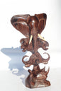 Ebony Wood smooth Carved Big Five heads tower art. Elephant, Lion, Leopard, Buffalo, Rhino head. Ready to Ship African art Christmas gift.
