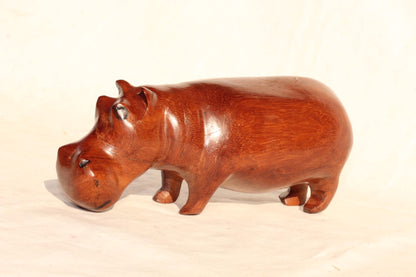 Mahogany wood Zambian handcarved Hippo figurines. African Safari animals Art Decor. Home/office decoration ready to ship Christmas gifts