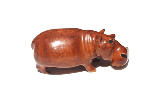 Mahogany wood Zambian handcarved Hippo figurines. African Safari animals Art Decor. Home/office decoration ready to ship Christmas gifts