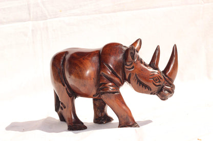 Iron wood Malawian style Rhinoceros figurine. Handcarved Unique African animal Decor. Ready to Ship Christmas gift. 25×15cm