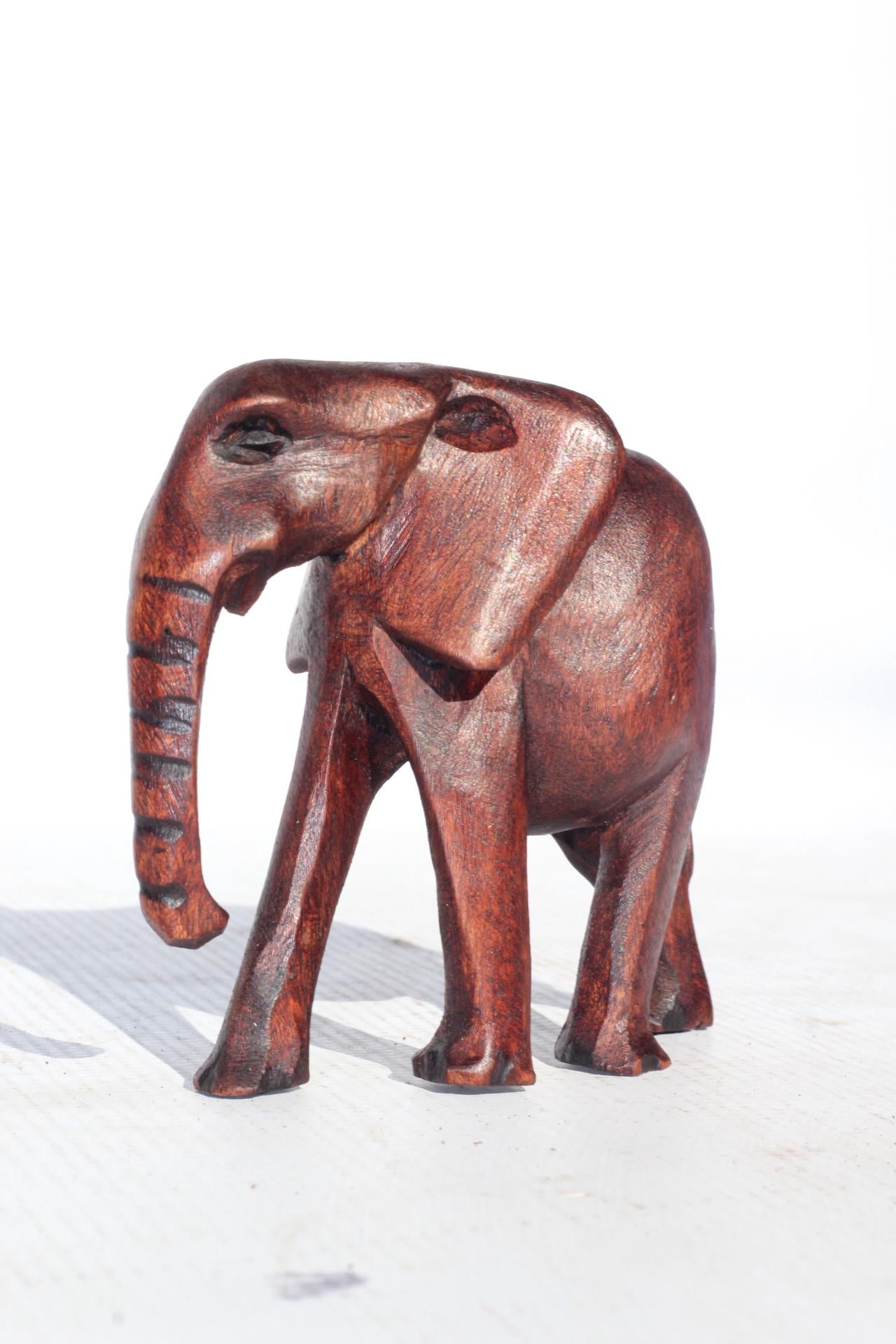 Set of 5 Carved Wooden Safari animals. Olive Wood Elephant, Hippo, Baboon, Rhino and Giraffe figurines. African Christmas gift ready to Ship