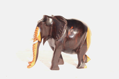 Zambia style 2 colour Ebony wood elephant figurine. Smooth Carved walking animal sculpture. African art Christmas/wedding gift ready to Ship