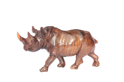 Smooth handcarved Ironwood Rhino Sculpture. Zimbabwean lifelike Safari Animals Decor figurine. Unique African Big Five Art Christmas gift.