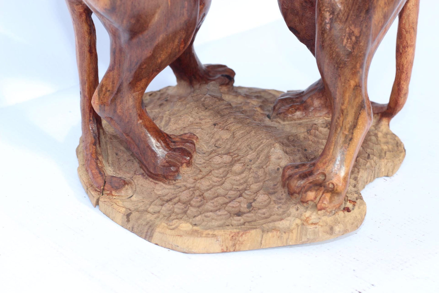 Large Fine Art Adult Lions brutal fight, usually over Territory. Handcarved Ironwood Masterpiece. Realistic Zimbabwe Lifelike animal Decor.