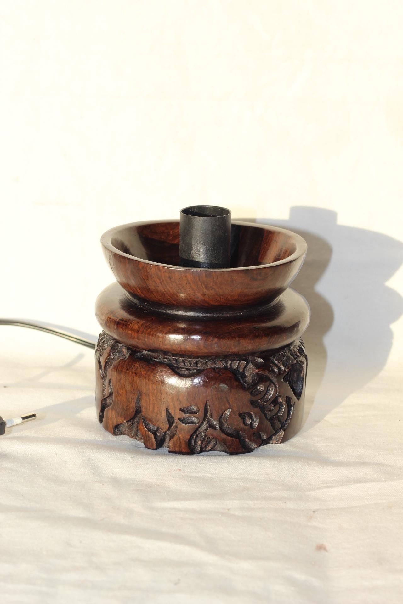 Handcarved Iron Wood Ostrich Egg Lamp holder Stand. Animal themed lamp stand. Malawian Handcarved safari theme Art. Ready to Ship Gift