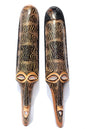 40" Pair Large Teakwood Masks with Zebra and Giraffe Print Theme . Male and female interior decor Wall Hanging Gift for Hotel, home/Office