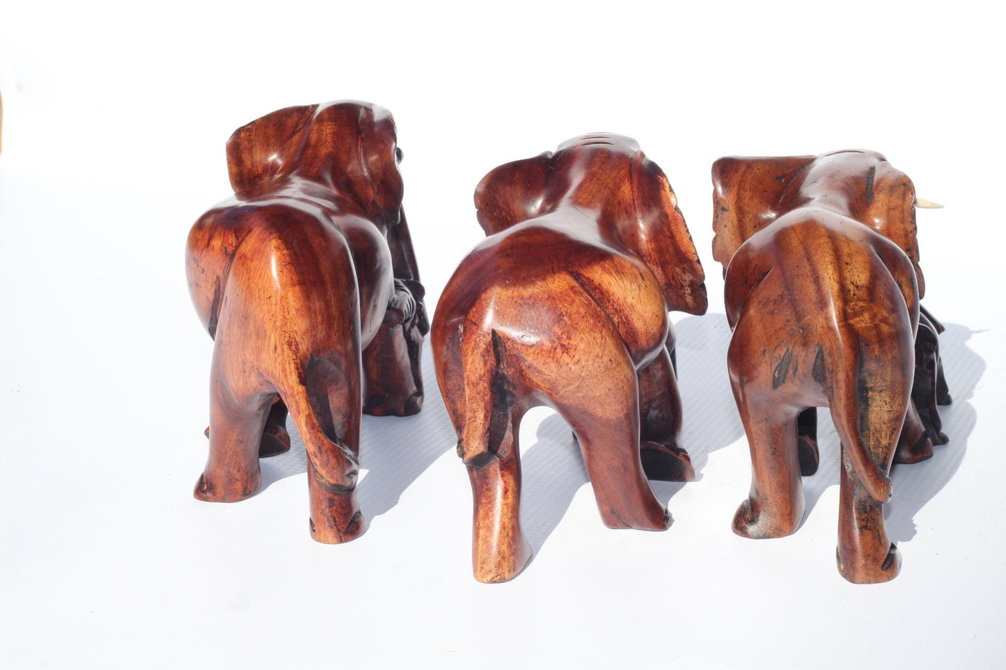 Elephant Mother and Calf Ironwood Sculpture. Malawian handcarved smooth decor figurines. African Big Five Christmas gift ready to Ship