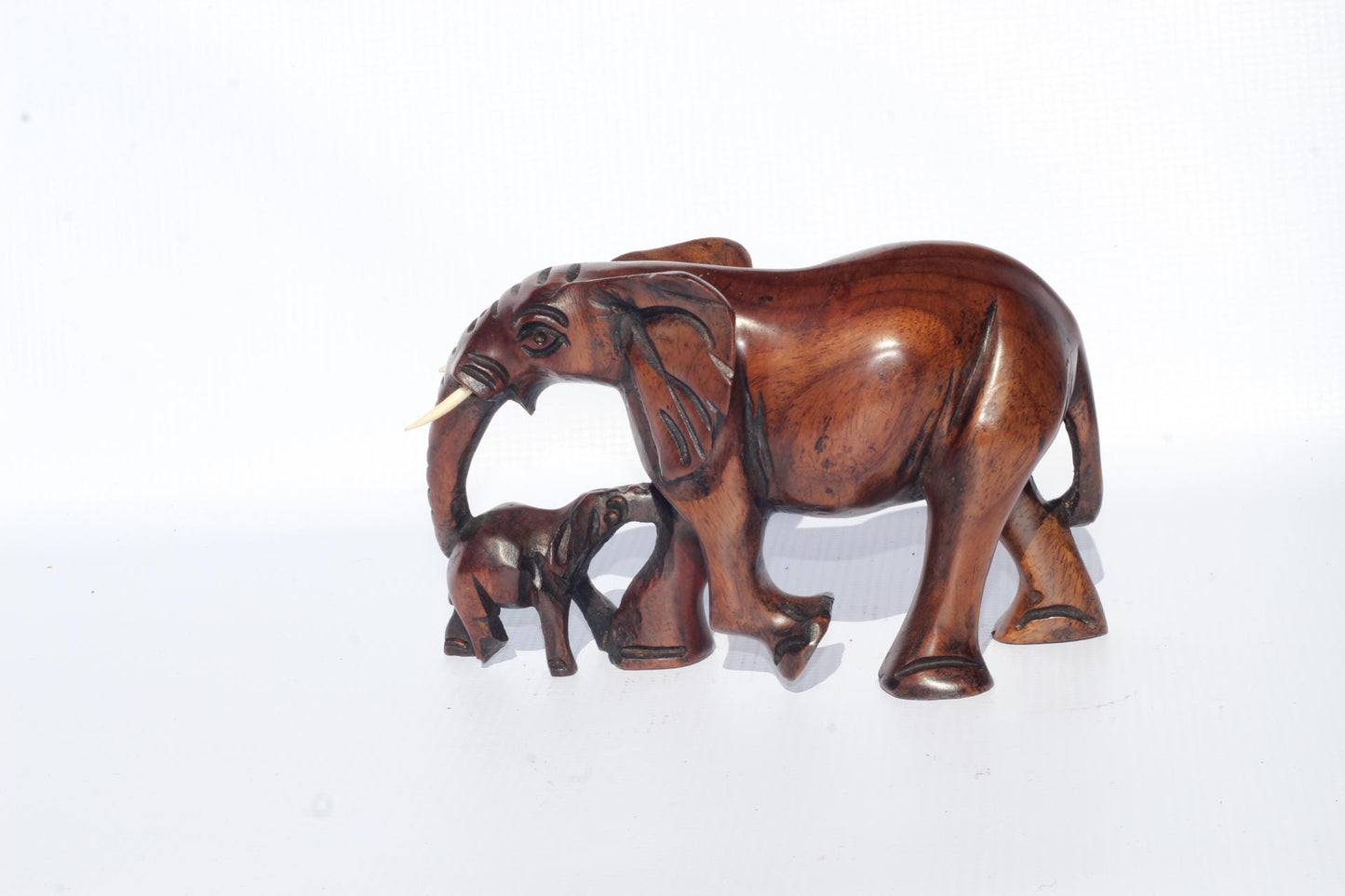 Elephant Mother and Calf Ironwood Sculpture. Malawian handcarved smooth decor figurines. African Big Five Christmas gift ready to Ship