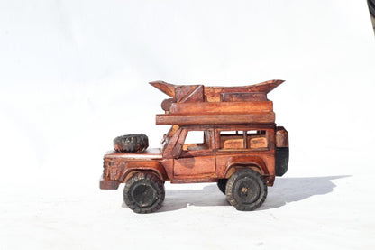 Malawian Carved Rose Wood Tourist/ Camping Jeep vehicle. Ready to Ship Collector's Art Decor Car Gift
